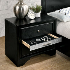 Contemporary Black 1pc Nightstand Nickle round Knob Handles English Dovetails Hidden Drawer Bedside Table