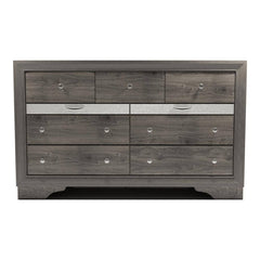 Contemporary 1pc Dresser Hidden Jewelry Drawer English Dovetail Silver Accents Round Knobs Gray Color Bedroom Furniture