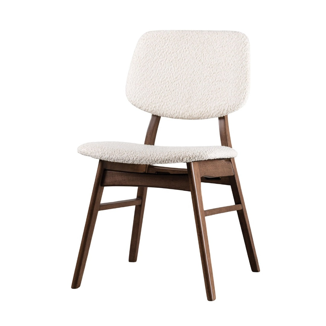 2pc Side Chair Angled Legs Padded Seat And Back Mid-Century Modern Walnut And Beige Finish Dining Room