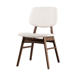 2pc Side Chair Angled Legs Padded Seat And Back Mid-Century Modern Walnut And Beige Finish Dining Room