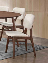 2pc Side Chair Angled Legs Padded Seat And Back Mid-Century Modern Walnut And Beige Finish Dining Room
