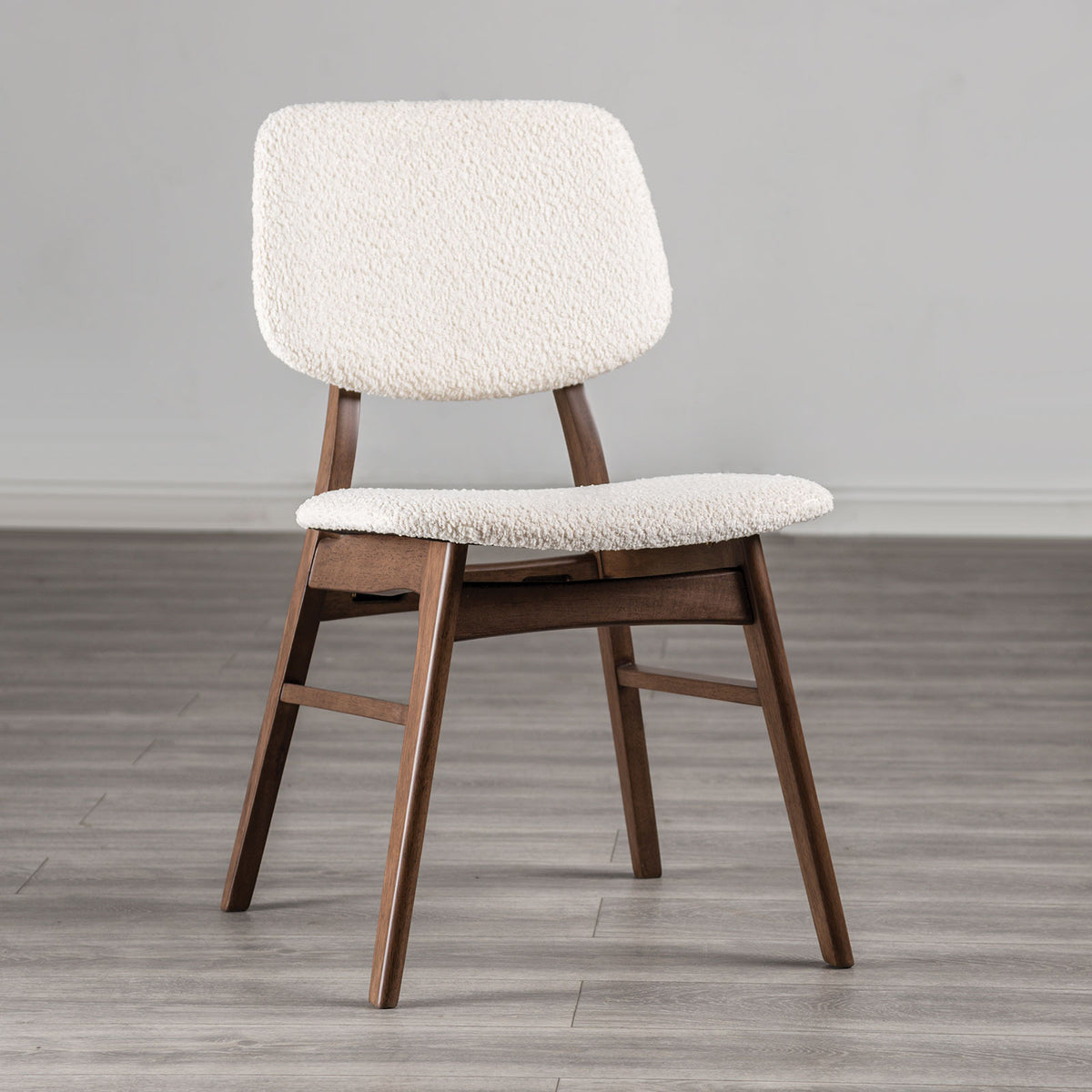2pc Side Chair Angled Legs Padded Seat And Back Mid-Century Modern Walnut And Beige Finish Dining Room