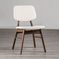 2pc Side Chair Angled Legs Padded Seat And Back Mid-Century Modern Walnut And Beige Finish Dining Room