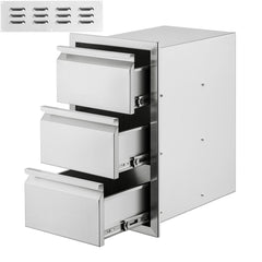 Outdoor Kitchen Drawers 15" W x 25.4" H x 19" D, Box Frame Style Flush Mount BBQ Drawers with Stainless Steel Handle, BBQ Island Drawers for Outdoor Kitchens or Patio Grill Station