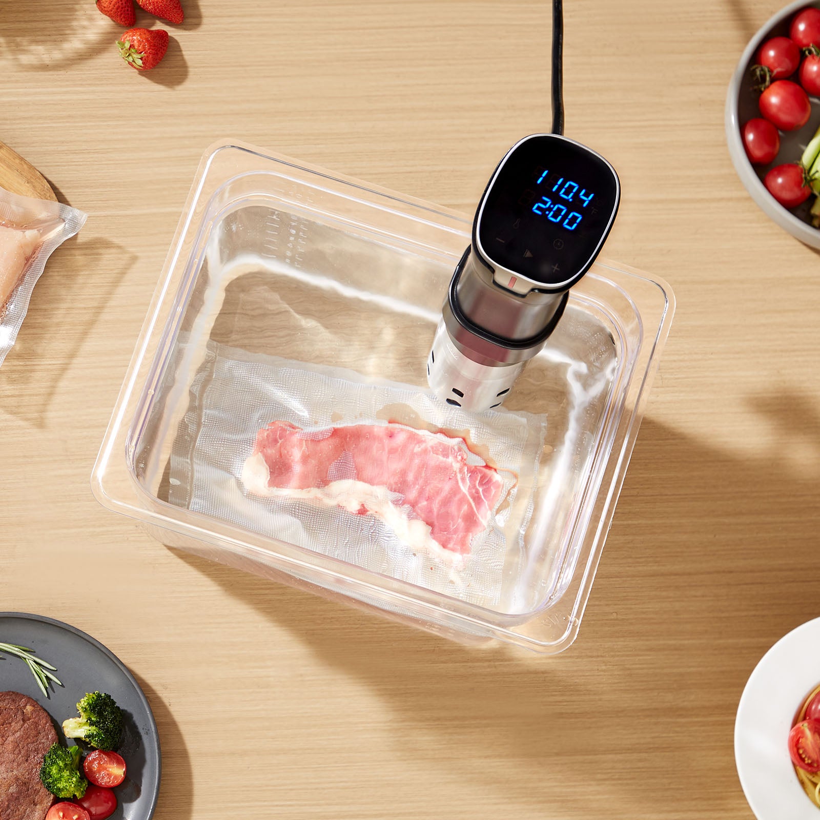 Sous Vide Precision Cooker, 1100W Sous-Vide Cooking Machine, WIFI Immersion Circulator with LED Digital Display, Fast-Heating, Accurate Temperature & Timer Control, SUS304 Stainless Steel