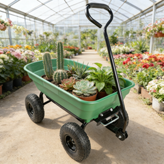 Folding car Poly Garden dump truck with steel frame, 10 inches. Pneumatic tire, 300 lb capacity body 55L  Green