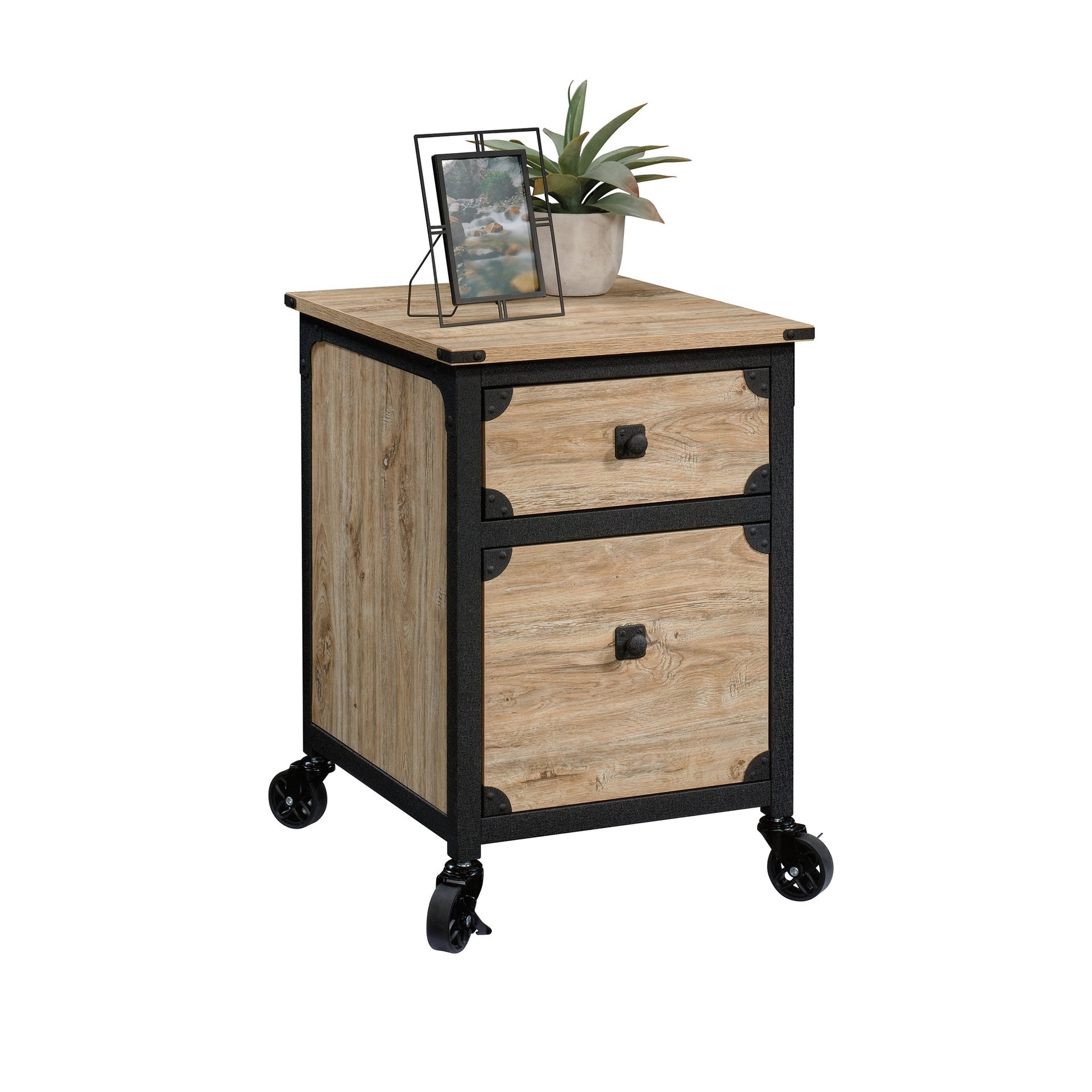 File Pedestal with Smooth-Glide Drawer, Beige and Natural finish