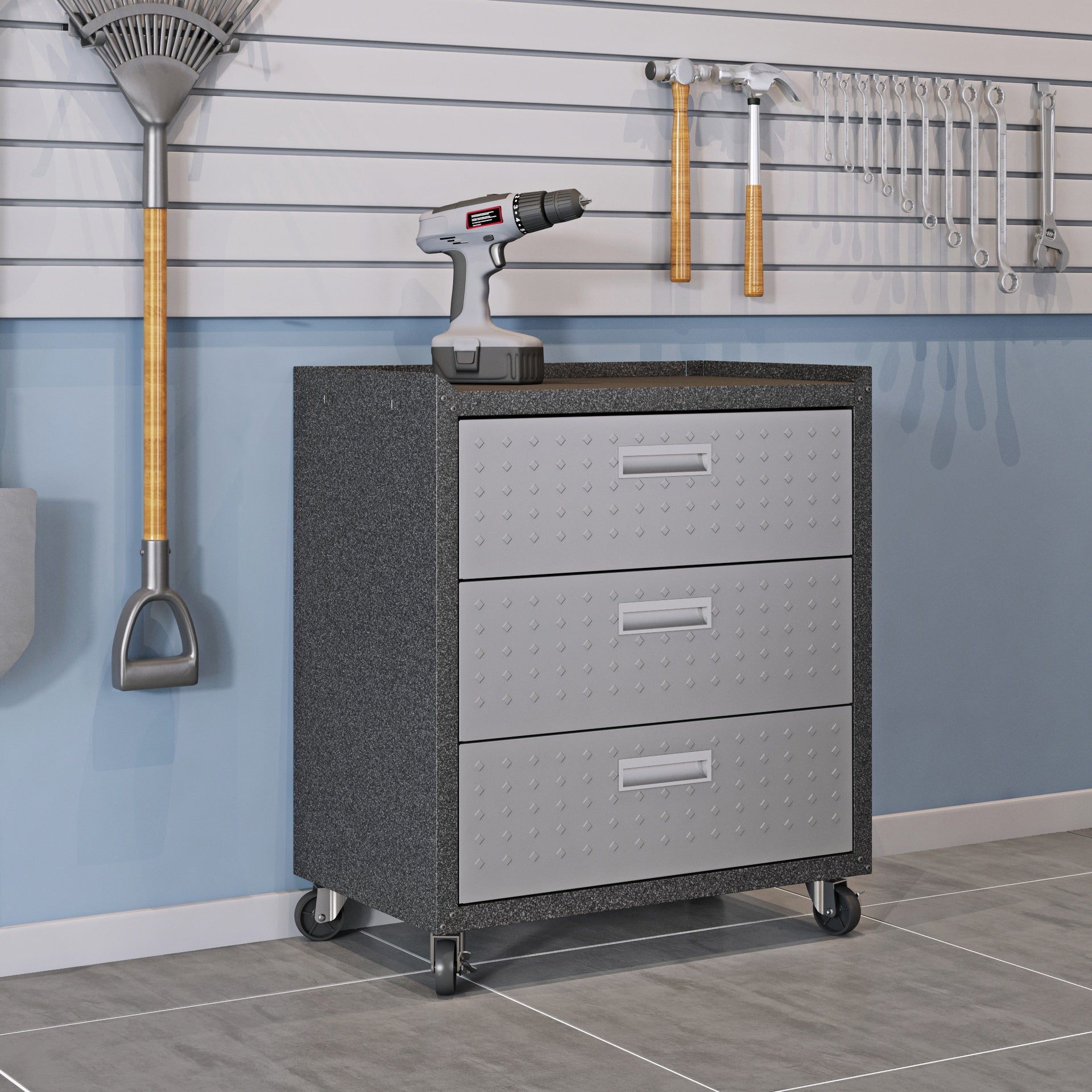 Rolling Garage Cabinet in Dark Gray