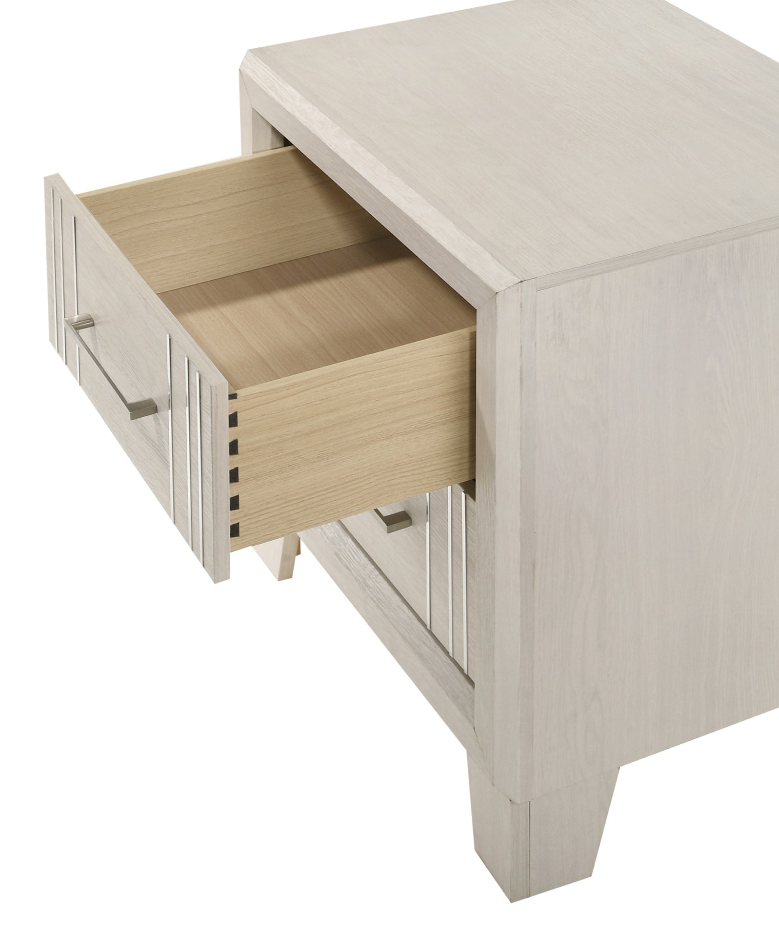 1pc Contemporary Two-Drawers Nightstand Bed Side Cabinet Wooden Furniture White/Beige Color