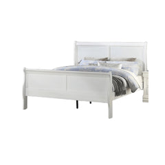 Classic White Sleigh 1pc Queen Size Bed Bedroom Furniture Louis Phillipe Bed Bracket Feet Wooden