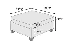 Living Room Furniture Cocktail Ottoman Grey Linen Like Fabric 1pc Plush Ottoman Wooden Legs