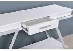 Contemporary Style White 1pc Sofa Table High Gloss Finish Chrome Frame Console Table Gorgeous Living Room Furniture
