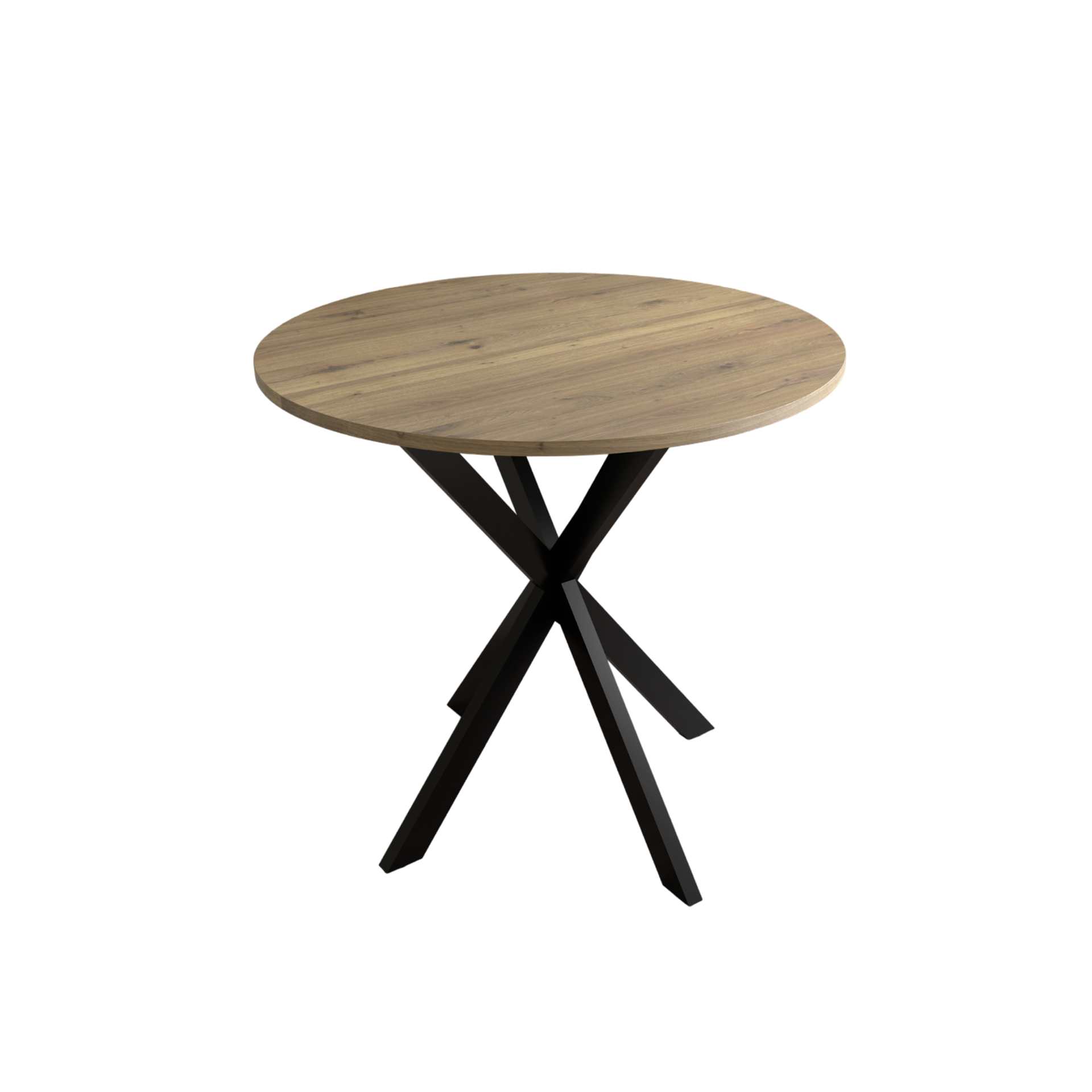 31.5 Inch Round Dining Table, Small Circle Kitchen Table with Metal Black Legs for 2-4 people,Modern Dining Room Table, Brown (only table)