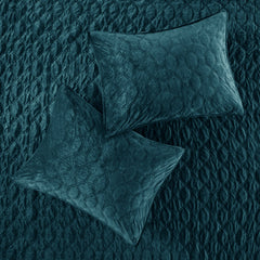 3 Piece Velvet Quilt Set Teal King/Cal King