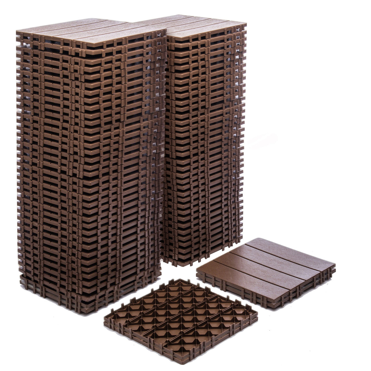 68-Pack 11.42"x11.42" Plastic Interlocking Deck Tiles - 61.60 Sq.Ft Outdoor Plastic Flooring Super Durable & Waterproof All-Weather Indoor/Outdoor Use Eco-Friendly Non-Toxic Material
