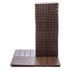 68-Pack 11.42"x11.42" Plastic Interlocking Deck Tiles - 61.60 Sq.Ft Outdoor Plastic Flooring Super Durable & Waterproof All-Weather Indoor/Outdoor Use Eco-Friendly Non-Toxic Material