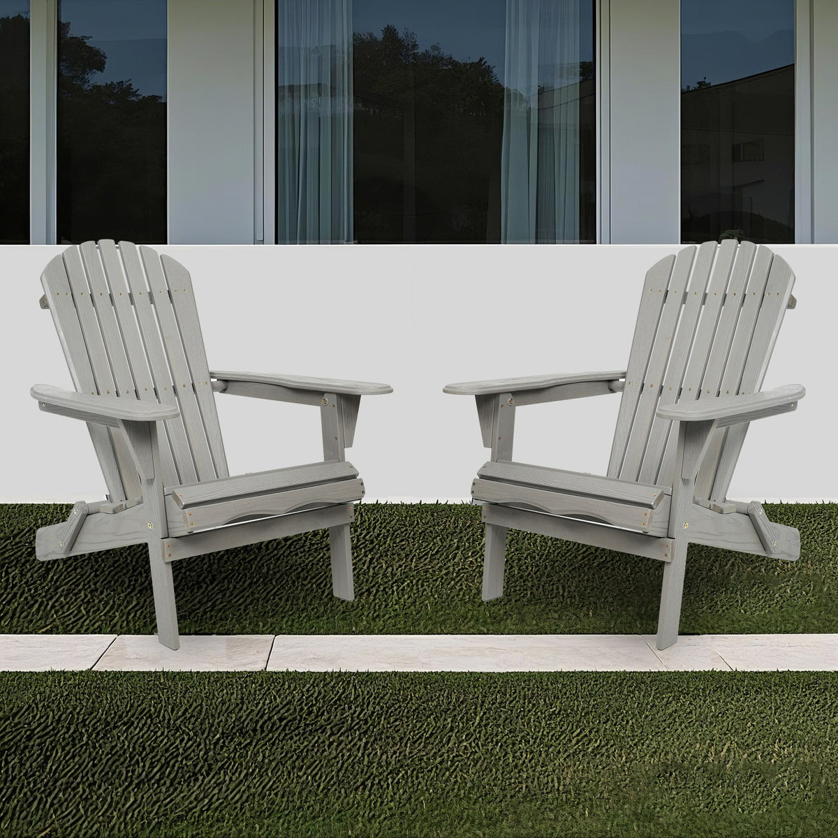Wood Lounge Patio Chair for Garden Outdoor Wooden Folding Embossed Adirondack Chair Set of 2 Solid Cedar Wood Lounge Patio Chair with Wood Grain