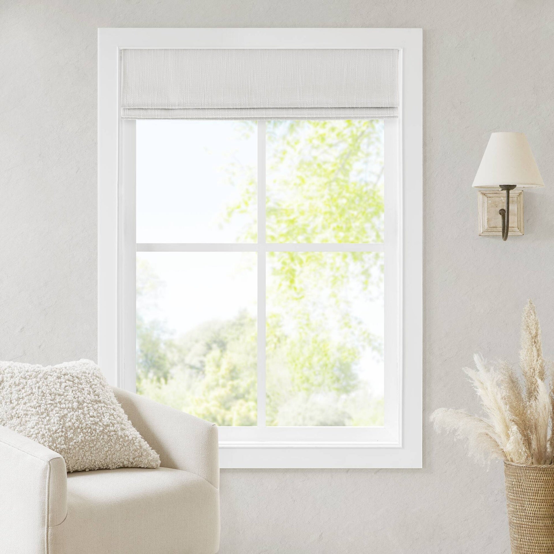 1 PCS 27x64" Total Blackout Cordless Roman Shade White