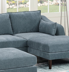 Contemporary 5pcs Modular Sectional Set One Arm Chairs Armless Chair Ottoman L-Shaped Sectional Mineral Morgan Fabric