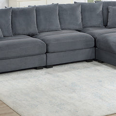 Contemporary Dark Gray 4pc Modular Sectional Set Corduroy Couch LAF & RAF Chairs Armless Chair Ottoman Living Room Furniture