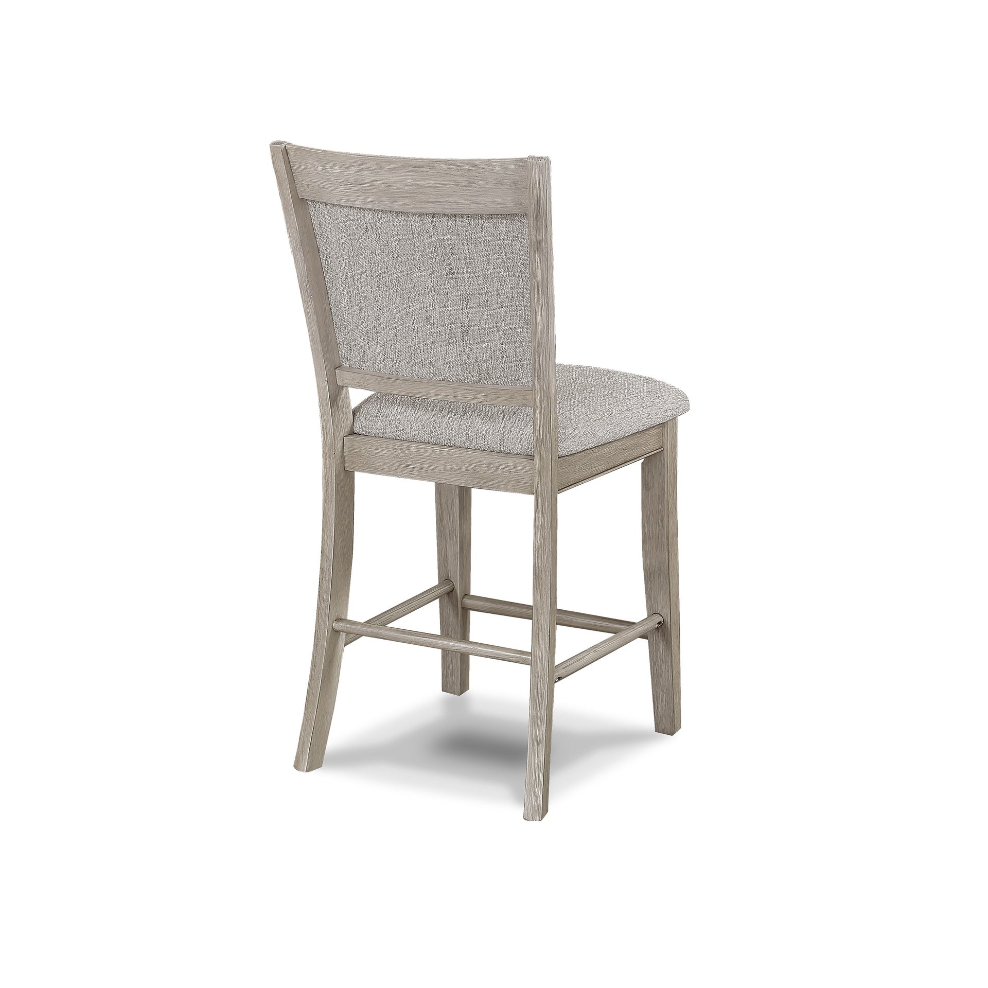Farmhouse Style 2pc Tan / Beige Gray Finish Counter Height Chair Bar Stool Footrest Upholstered Back Seat Wooden Dining Room Furniture