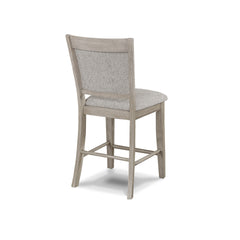 Farmhouse Style 2pc Tan / Beige Gray Finish Counter Height Chair Bar Stool Footrest Upholstered Back Seat Wooden Dining Room Furniture