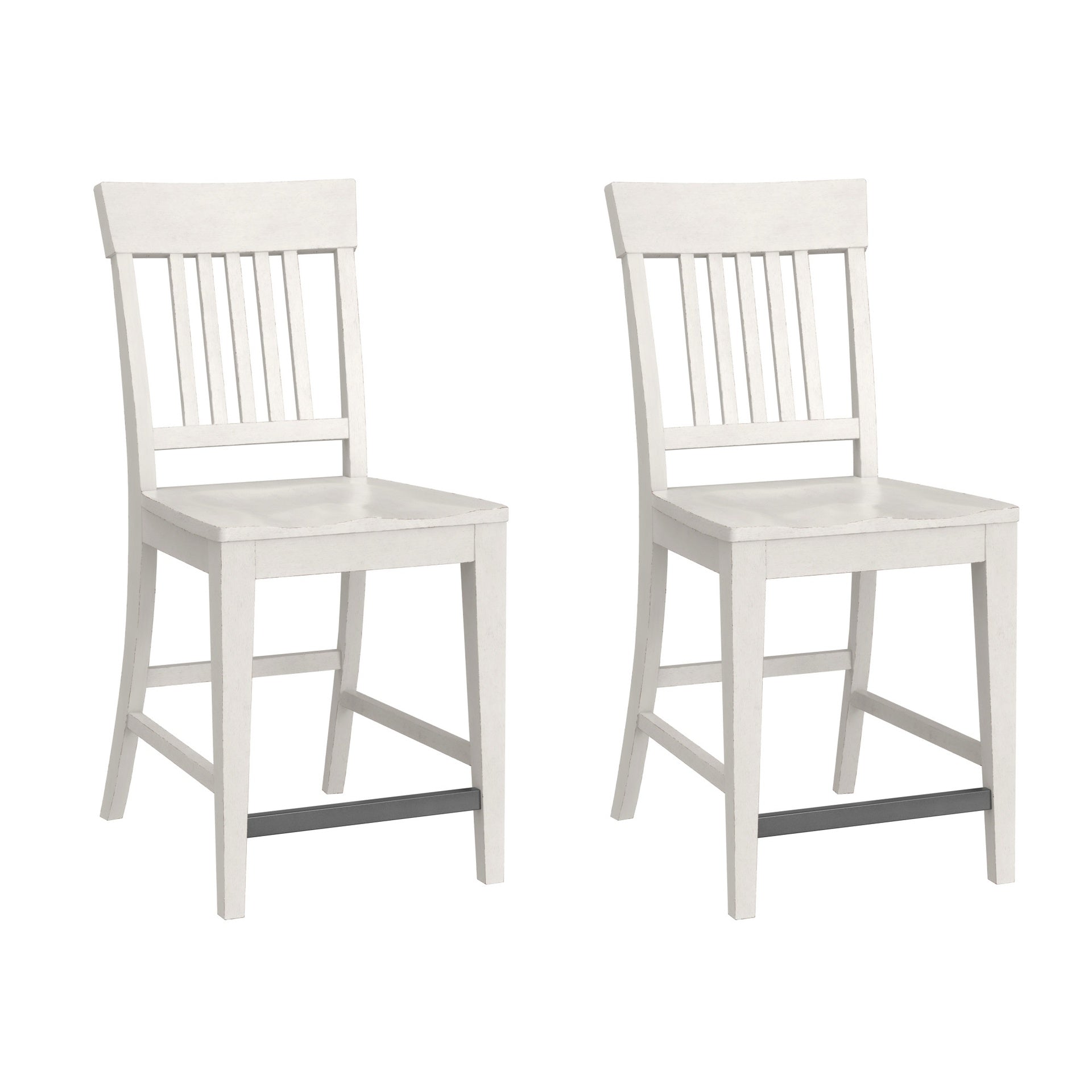 White Slat Back Counter Stools, Set of 2