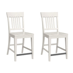 White Slat Back Counter Stools, Set of 2