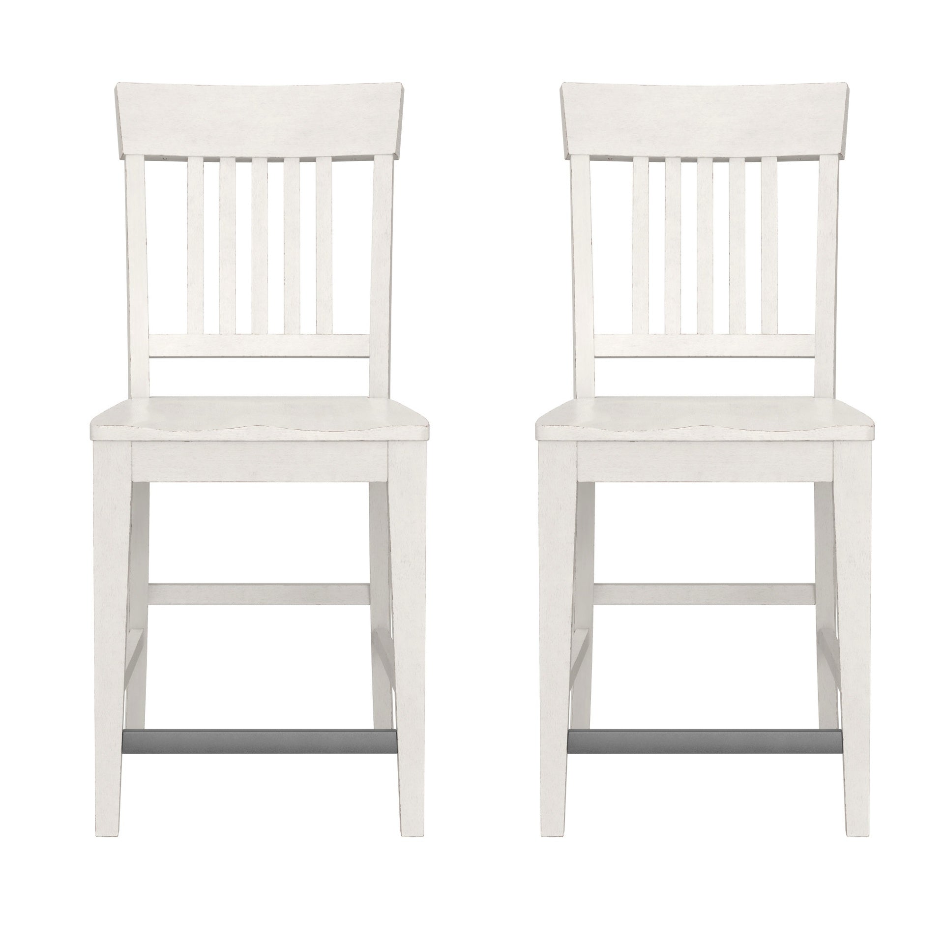 White Slat Back Counter Stools, Set of 2