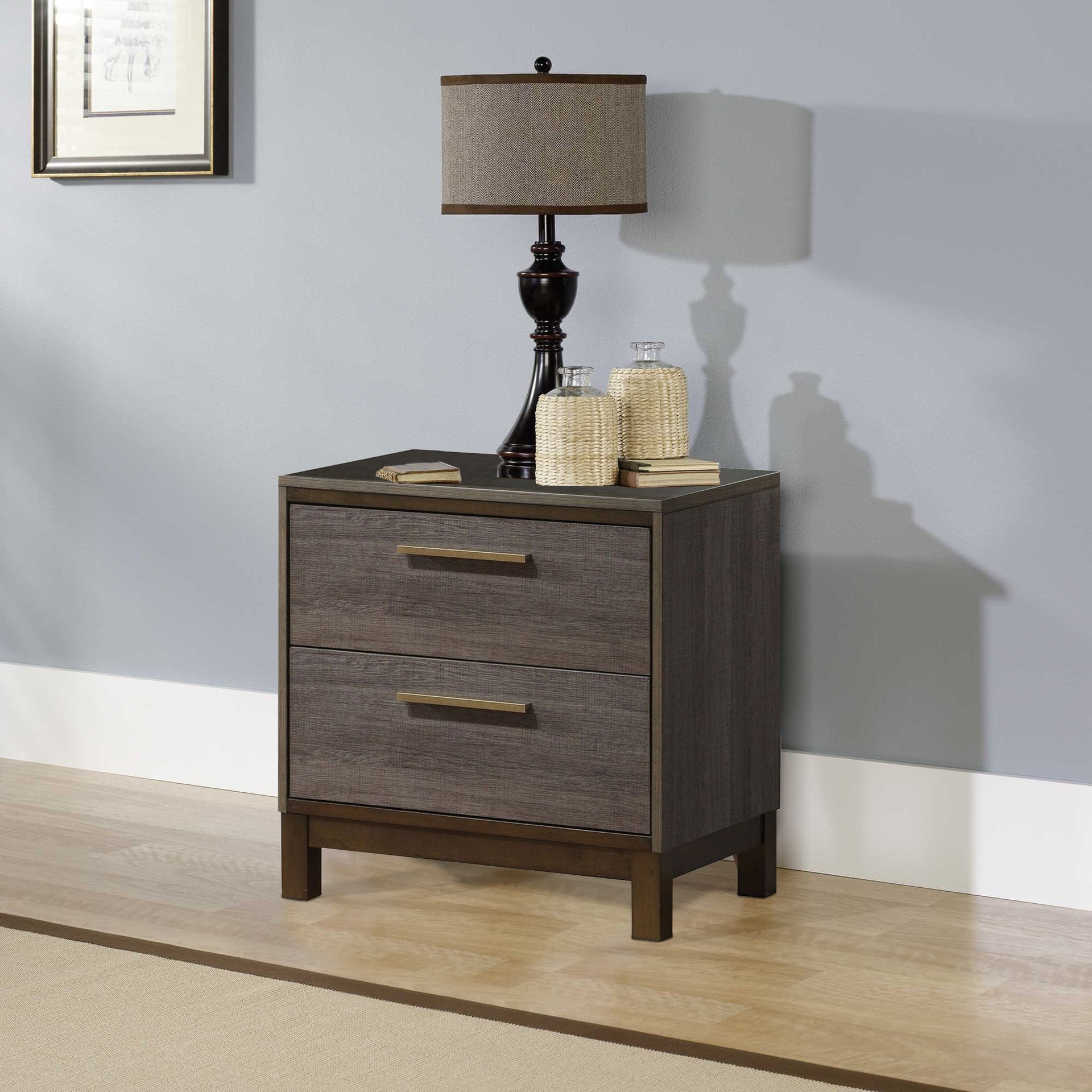 Manvel Contemporary Style Night Stand, Antique Gray