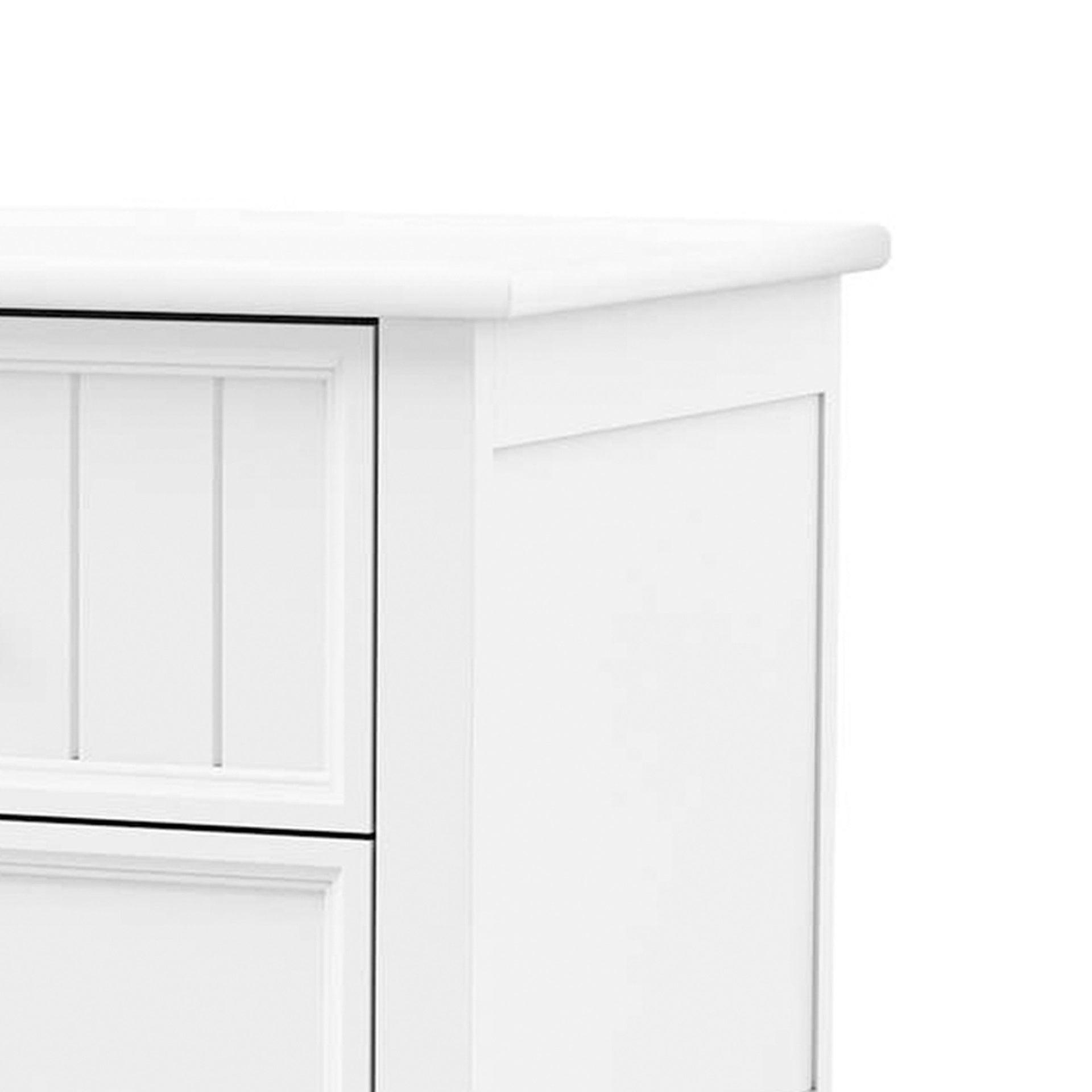Toli Nightstand 2 Drawers w Round Knobs, White Solid Hardwood, 24 Inch