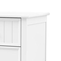 Toli Nightstand 2 Drawers w Round Knobs, White Solid Hardwood, 24 Inch