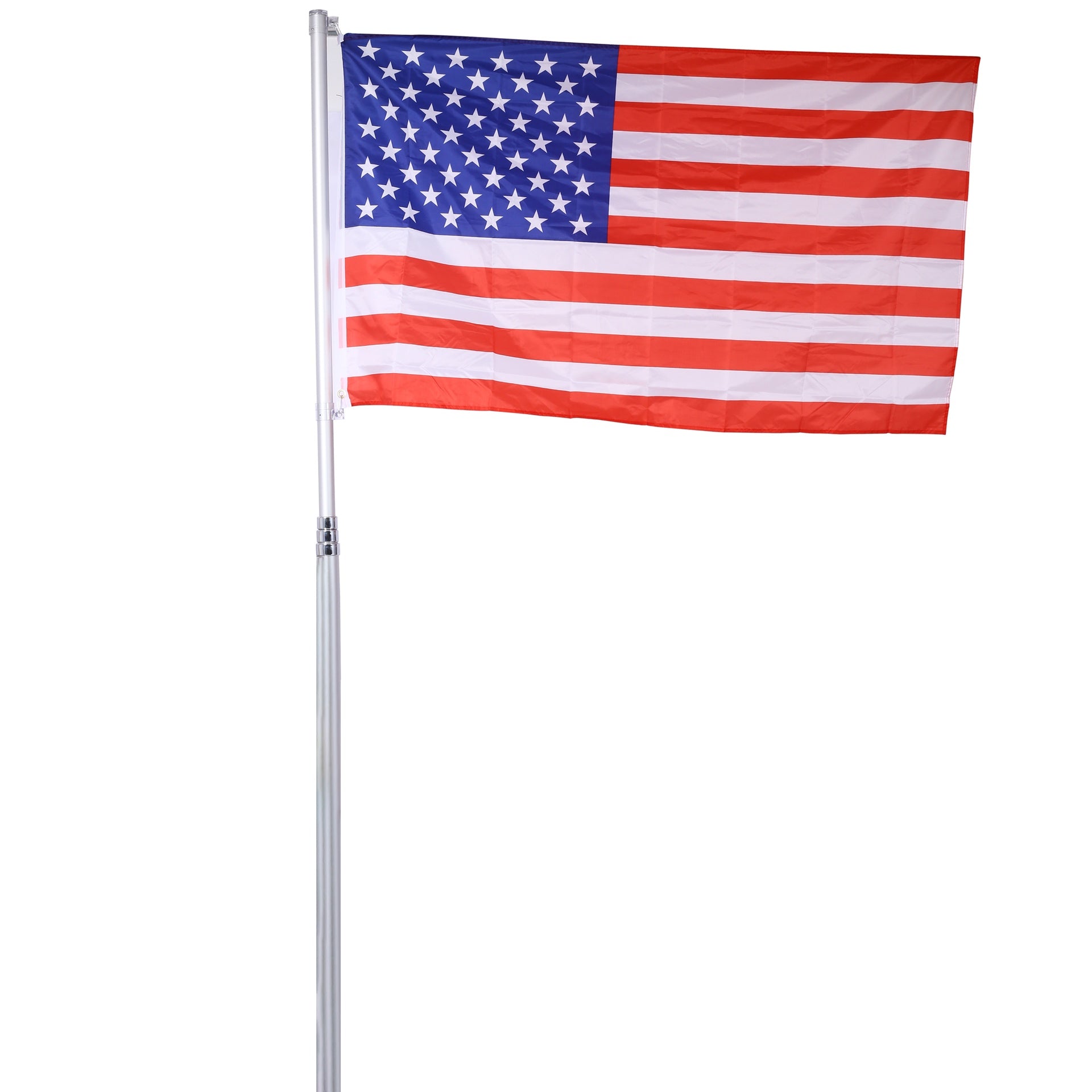16FT Telescopic Flag Pole Kit for July 4th – Heavy Duty Aluminum, 3x5 USA Flag Included, 360° Tangle-Free Clips