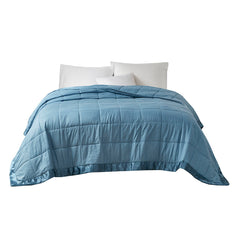 Oversized Down Alternative Blanket with Satin Trim Slate Blue Full/Queen