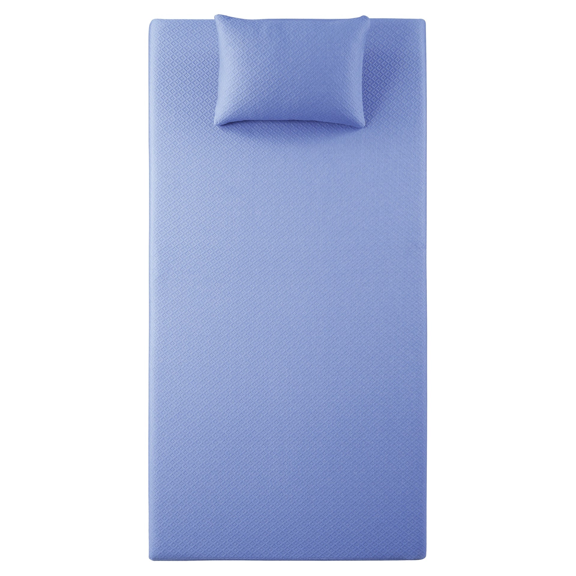 7inch Twin Mattress and Pillow Set Breathable Fabric Gel-Infused Memory Foam Mattress, Blue, Mattress in a Box