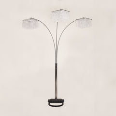1pc Modern Design Classic Luxury Sleek Multi-head Floor Arc Lamp Crystal-like Accents Drape Living Room Curve Lamp
