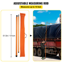 Load Height Measuring Stick, 15' Sturdy Fiberglass Truck Height Stick with Adjustable Pole, Non-conductive Truck Height Measuring Stick with Carrying Bag, Height Stick for Trucks, Car Haulers