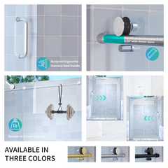 56" - 60" W x 76" H Single Sliding Shower Door, Frameless Bathroom Sliding Door with 1/4" (6mm) Tempered Glass for Walk-in Shower, Brushed Nickel GF-25D06-60BNX