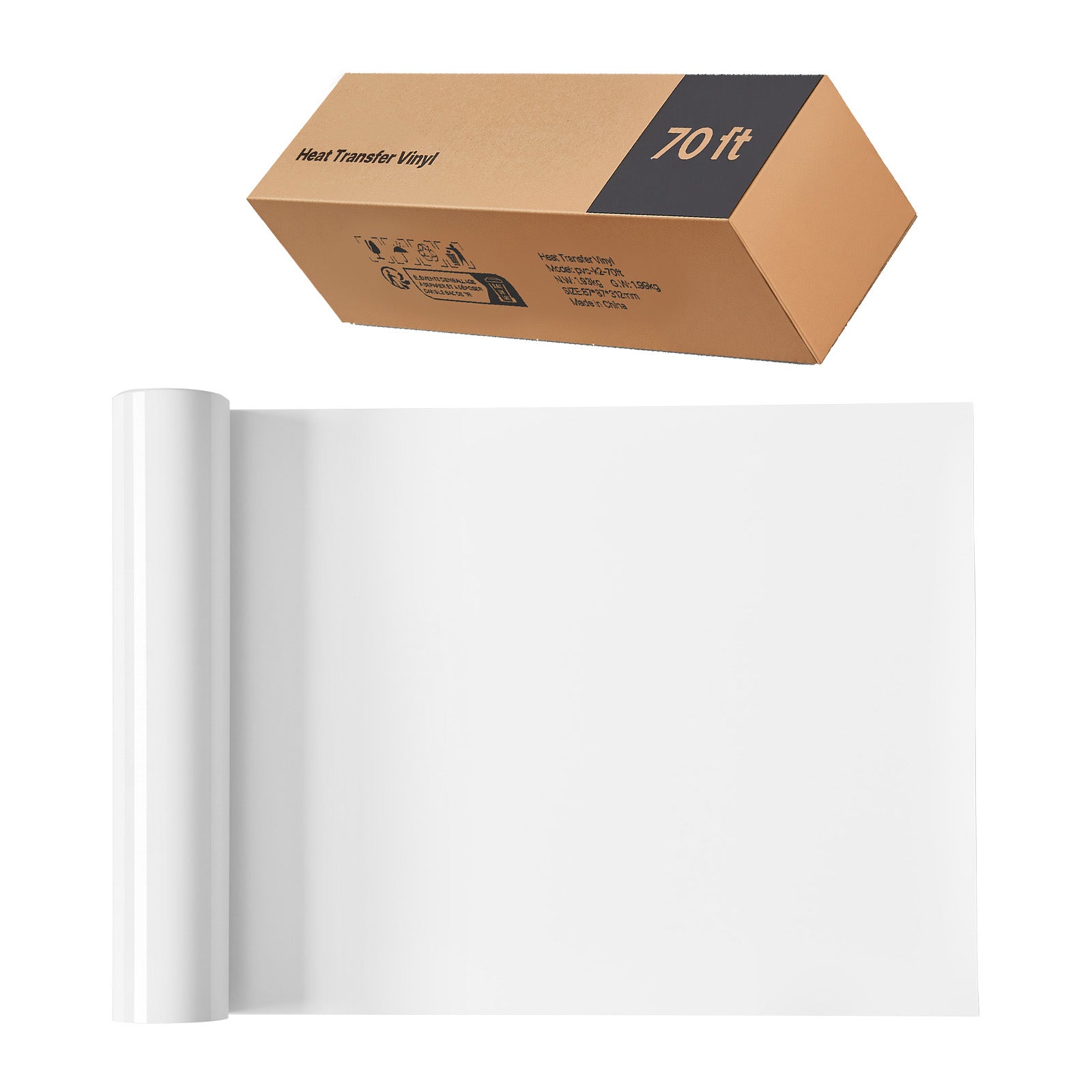 Heat Transfer Vinyl HTV Iron on Vinyl Roll 12 in x 70 ft Glossy White
