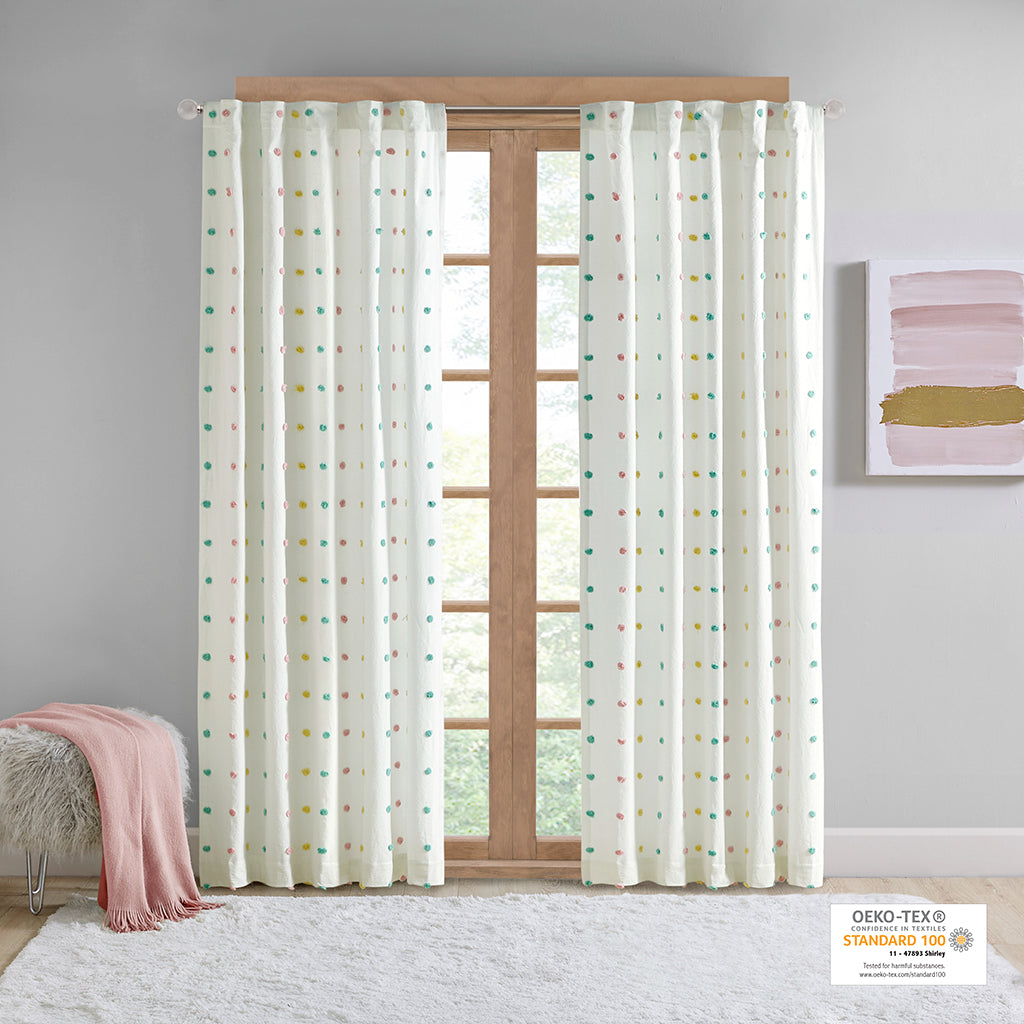 Cotton Jacquard Pom Pom Curtain Panel(Only 1 Pc Panel)