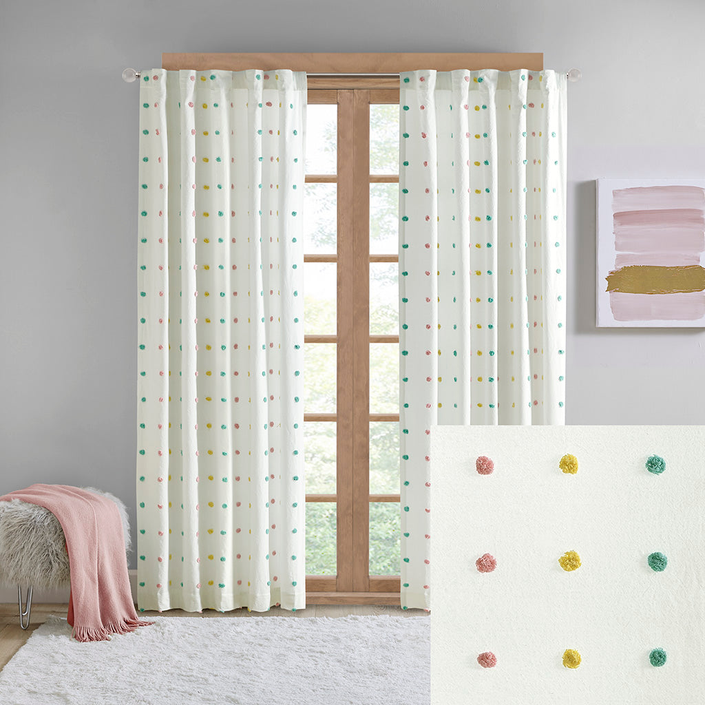 Cotton Jacquard Pom Pom Curtain Panel(Only 1 Pc Panel)