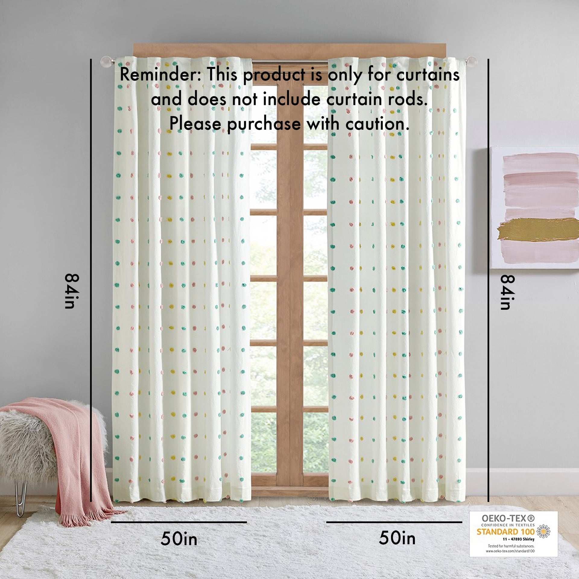 Cotton Jacquard Pom Pom Curtain Panel(Only 1 Pc Panel)