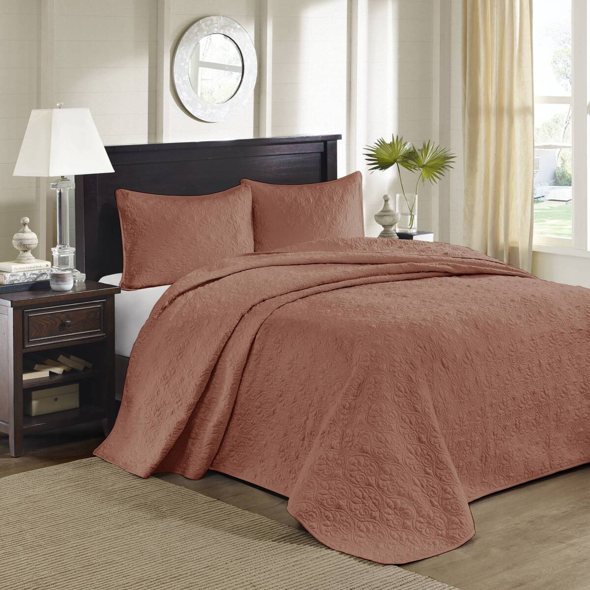 3 Piece Reversible Bedspread Set Clay Red Queen
