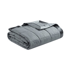 Oversized Down Alternative Blanket with Satin Trim Charcoal Full/Queen