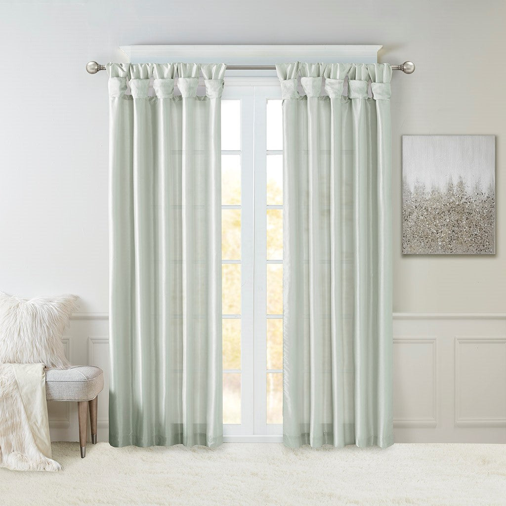 Twist Tab Lined Window Curtain Panel Dusty Aqua 50x95"