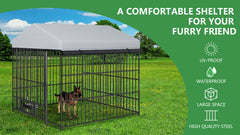 Large Dog Kennel Outdoor Pet Pens Dogs Run Enclosure Animal Hutch Metal Coop Fence with Roof Cover(6.6'L x 6.6'W x 6.4'H)