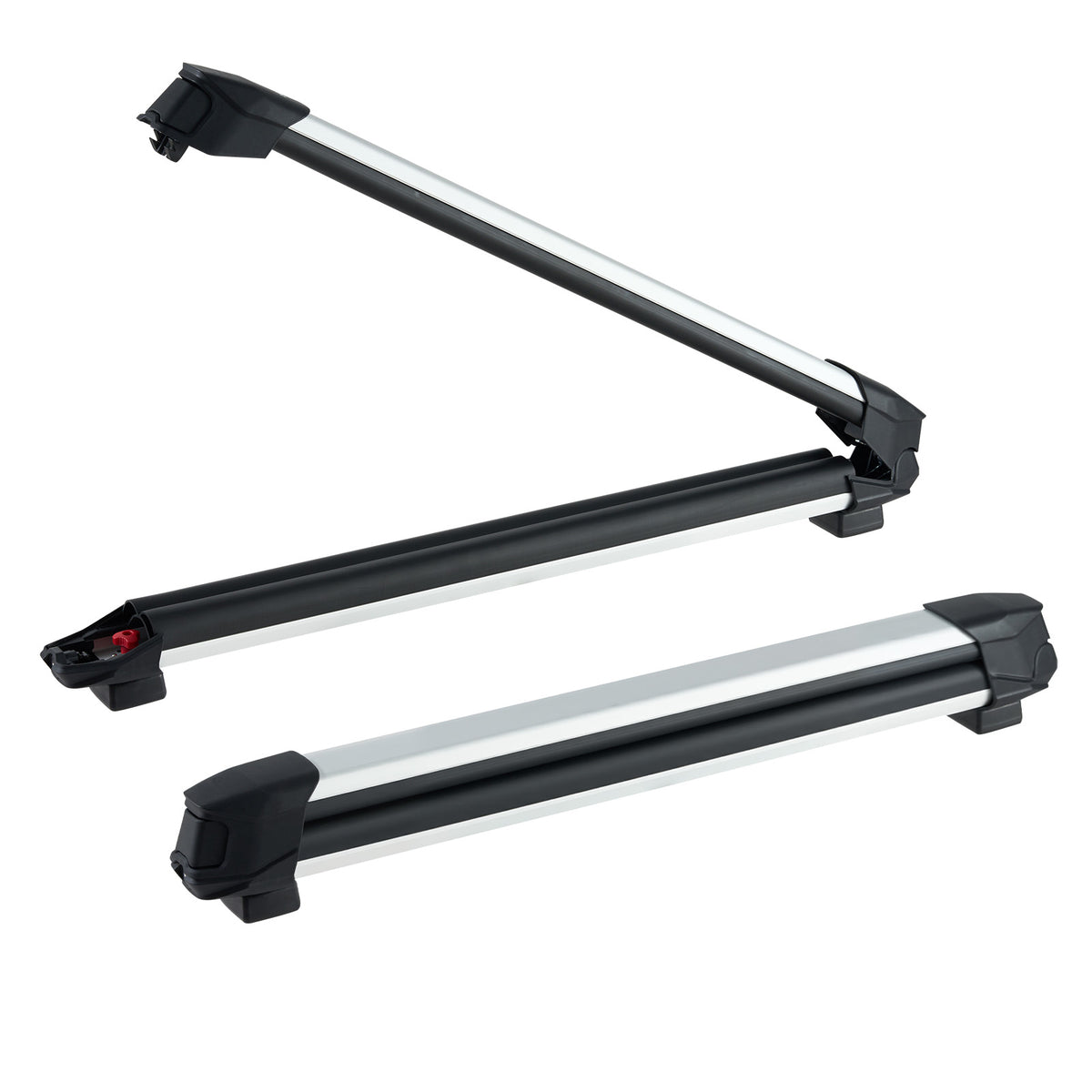 Ski & Snowboard Roof Rack, Carry up to 6 Pairs of Skis or 4 Snowboards, 2 PCS Aluminum Universal Car Roof Rack with Lock & Rubber Padding, Carrier for Fishing Rod, Fit Most Slotted Crossbars