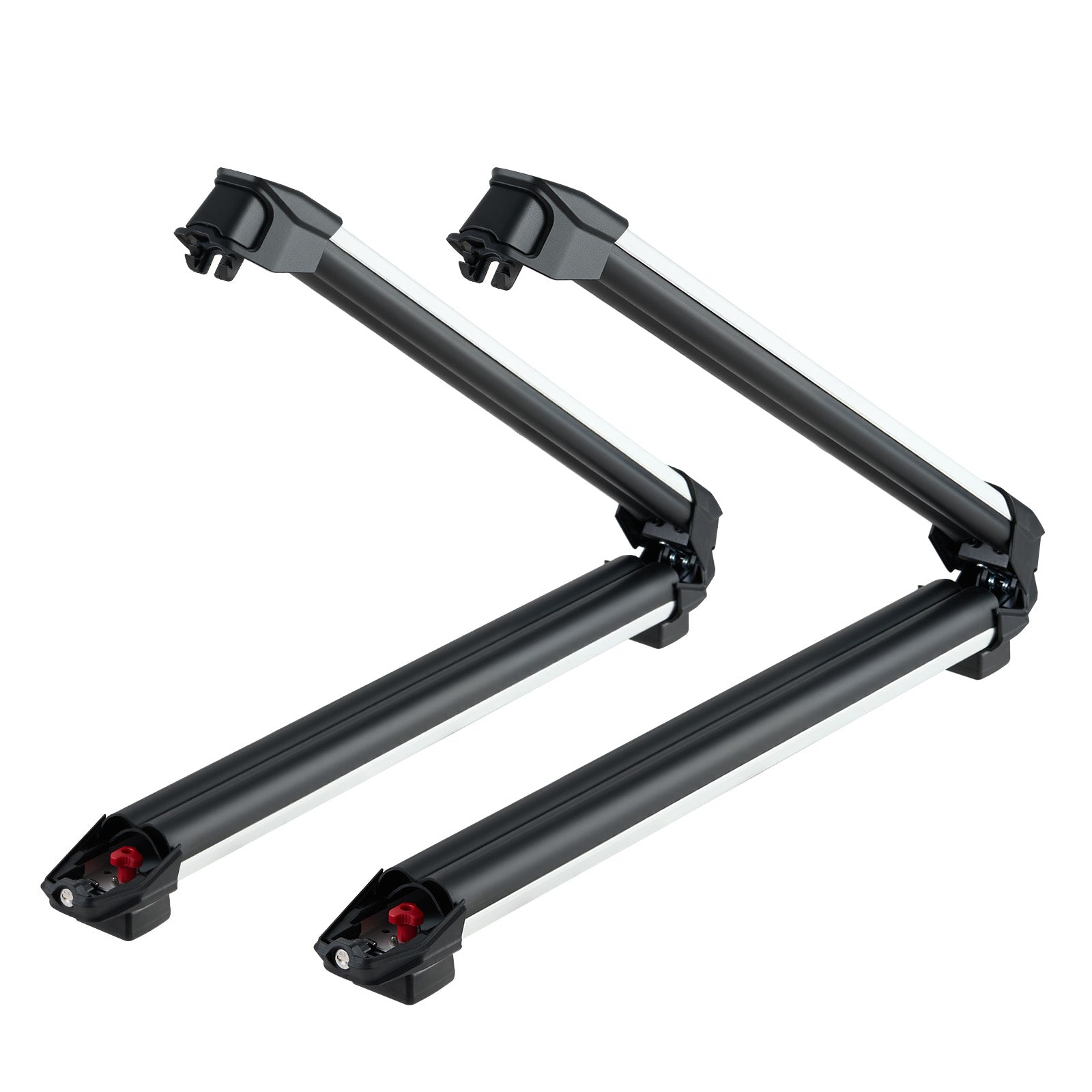 Ski & Snowboard Roof Rack, Carry up to 6 Pairs of Skis or 4 Snowboards, 2 PCS Aluminum Universal Car Roof Rack with Lock & Rubber Padding, Carrier for Fishing Rod, Fit Most Slotted Crossbars