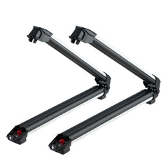 Ski & Snowboard Roof Rack, Carry up to 6 Pairs of Skis or 4 Snowboards, 2 PCS Aluminum Universal Car Roof Rack with Lock & Rubber Padding, Carrier for Fishing Rod, Fit Most Slotted Crossbars
