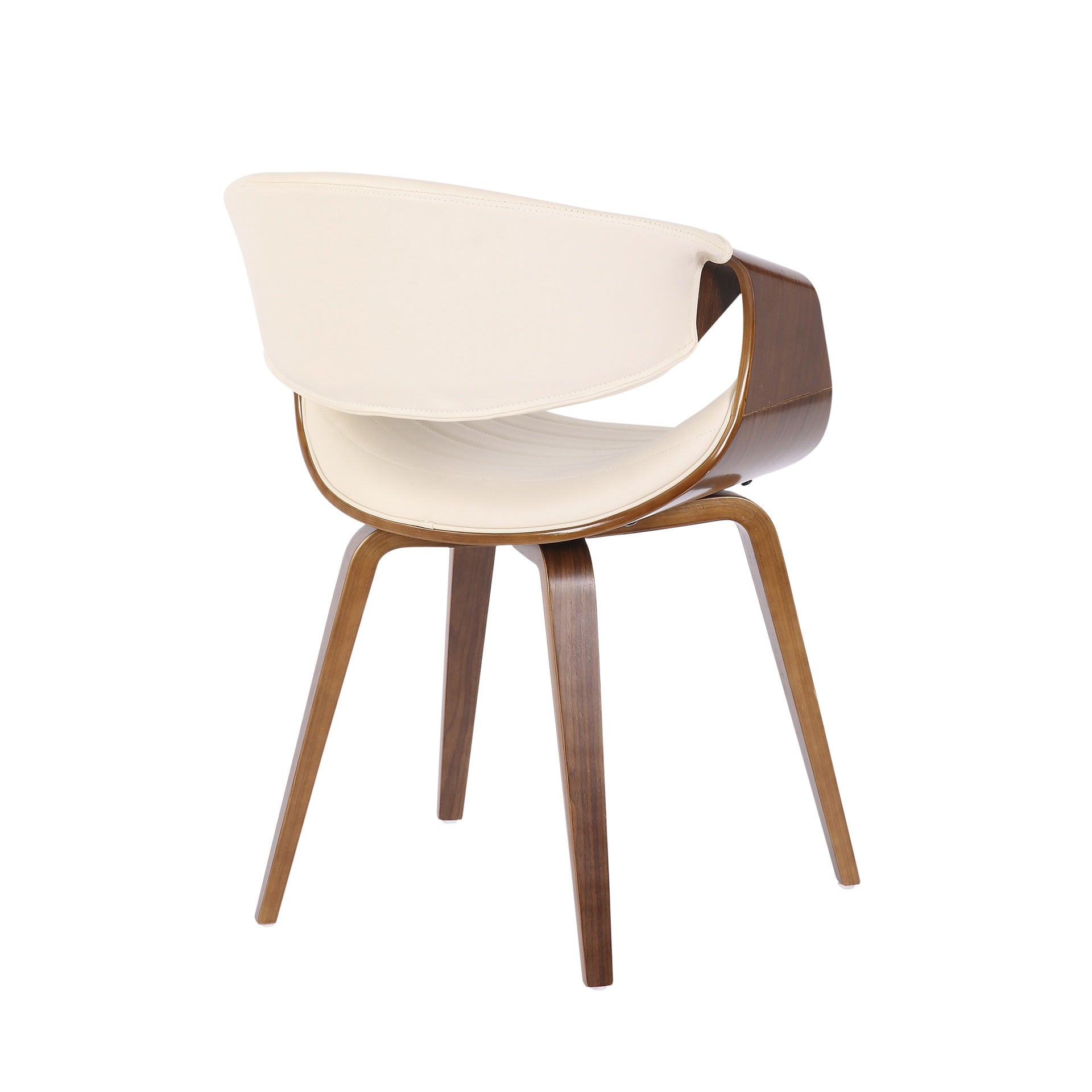 Symphony Mid-Century Modern Dining/Accent Chair in Walnut Wood and Cream Faux Leather by LumiSource